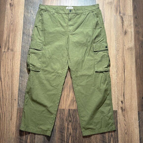 Madewell Garment-Dyed Low-Slung Straight Cargo Pants Women's Size 33 Olive NWT! - Picture 1 of 5